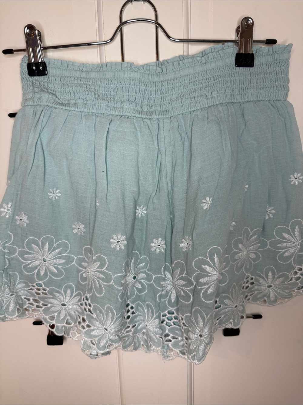 abercrombie kids Light Blue Floral Eyelet Pull-On Shorts